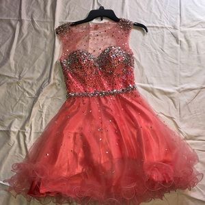 coral rhinestoned dress